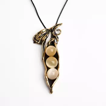 Кулон селенит (кожа натур., бронза)