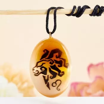 Кулон селенит Лев (биж. сплав) 3,5 см