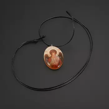 Кулон селенит овал Архангел Михаил (биж. сплав) 3,5 см