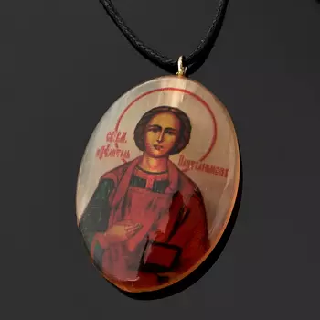 Кулон селенит овал Пантелеймон Целитель 4 см