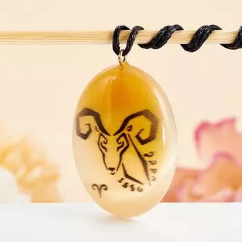 Кулон селенит Овен (биж. сплав)