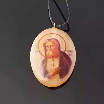 Кулон Серафим Саровский селенит 3,5 см