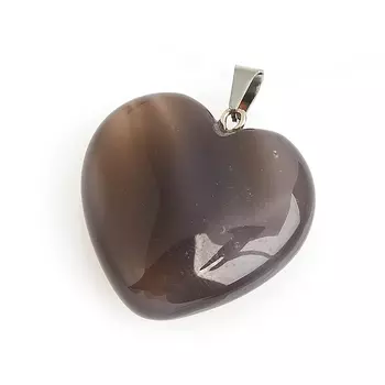 Кулон сердечко агат серый 3 см