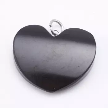 Кулон гагат сердечко (биж. сплав) 4 см