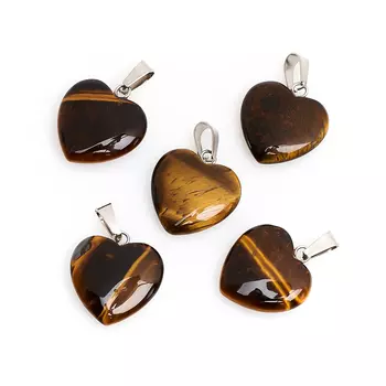 Кулон сердечко тигровый глаз 2-2,5 см