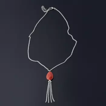 Кулон сердолик (биж. сплав, сталь хир.) капля огранка