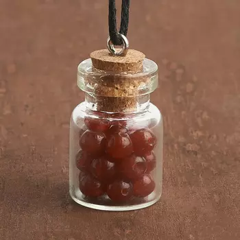 Кулон сердолик (биж. сплав, стекло, текстиль) бутылочка 2,5 см