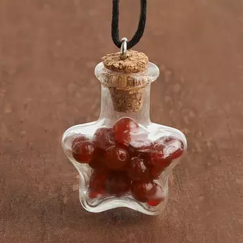 Кулон сердолик (биж. сплав, стекло, текстиль) бутылочка 3 см