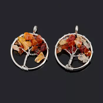 Кулон сердолик круг (биж. сплав) 3,5 см