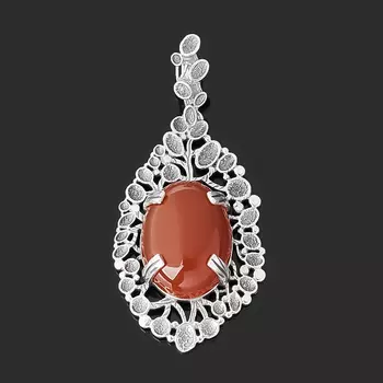Кулон сердолик (серебро 925 пр. оксидир.)