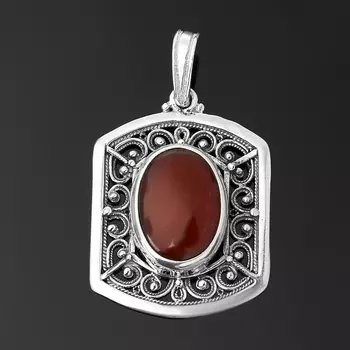 Кулон сердолик (серебро 925 пр. оксидир.)