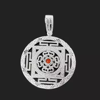 Кулон сердолик (серебро 925 пр. оксидир.) круг