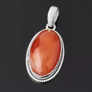 Кулон сердолик (серебро 925 пр. оксидир.) овал