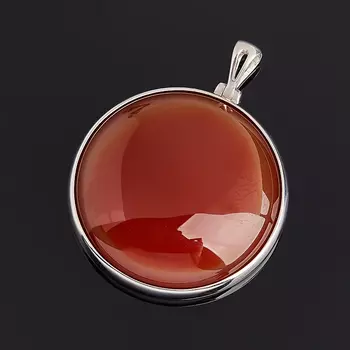 Кулон сердолик (серебро 925 пр. родир. бел.) круг