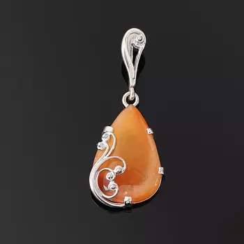 Кулон сердолик (серебро 925 пр. родир. бел.) капля