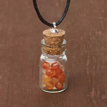 Кулон сердолик (стекло, текстиль) бутылочка огранка 2,5 см