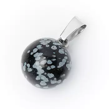 Кулон шар обсидиан снежный 2-2,5 см