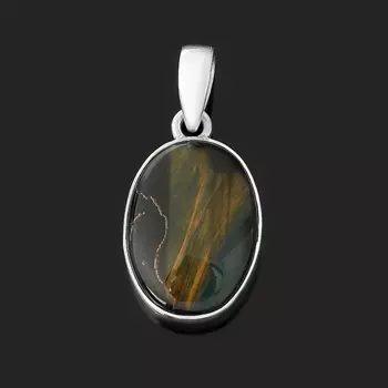 Кулон тигрово-соколиный глаз (серебро 925 пр.) овал