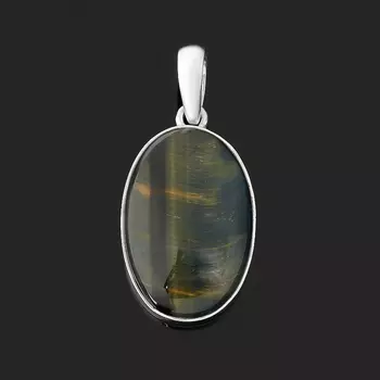 Кулон тигрово-соколиный глаз (серебро 925 пр.) овал