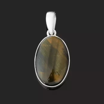 Кулон тигрово-соколиный глаз (серебро 925 пр.) овал