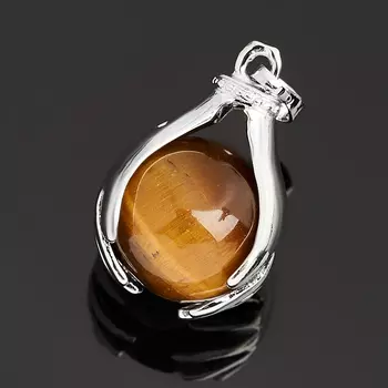 Кулон тигровый глаз (биж. сплав) 3,5 см