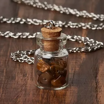 Кулон тигровый глаз (биж. сплав) бутылочка 3 см