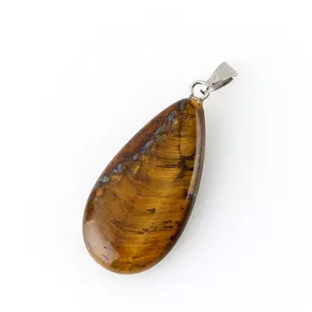 Кулон тигровый глаз (биж. сплав) капля 3,5-4 см