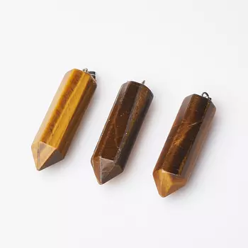 Кулон тигровый глаз (биж. сплав) кристалл огранка 4,5 см