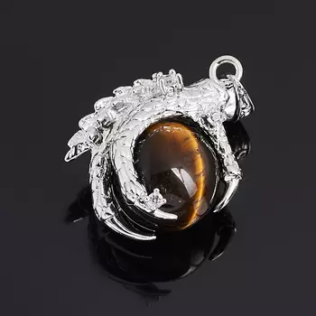 Кулон тигровый глаз (биж. сплав) лапа орла 4 см