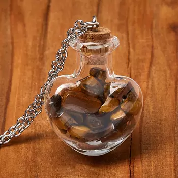 Кулон тигровый глаз (биж. сплав, сталь хир., стекло) бутылочка 3 см