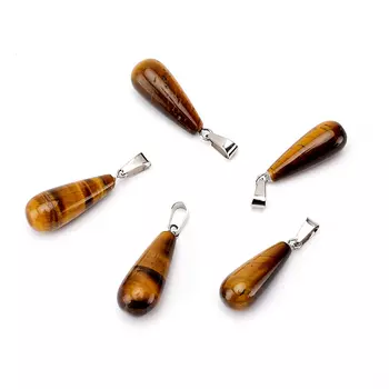 Кулон тигровый глаз (биж. сплав) капля 3-3,5 см