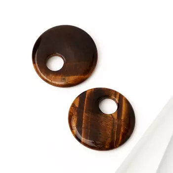 Кулон тигровый глаз круг 3 см