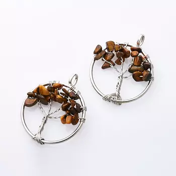 Кулон тигровый глаз круг (биж. сплав) 3,5 см