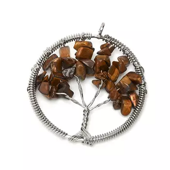 Кулон тигровый глаз круг (биж. сплав) 5,5 см