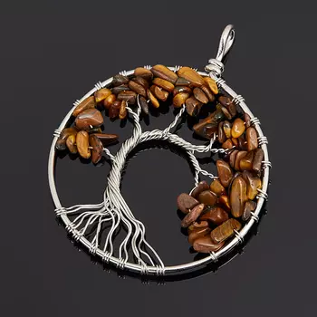 Кулон тигровый глаз круг (биж. сплав) 6 см