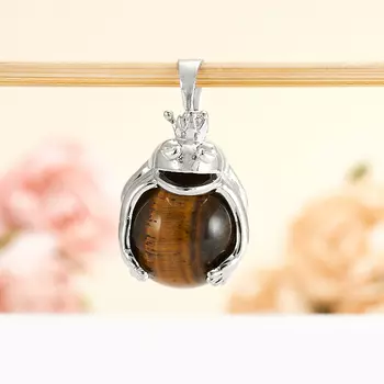 Кулон тигровый глаз лягушка 3 см