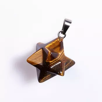 Кулон тигровый глаз меркаба (биж. сплав) 2-3 см