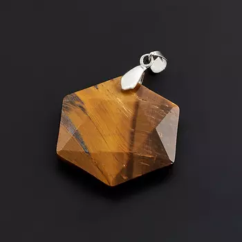 Кулон тигровый глаз огранка (биж. сплав) 4,5 см