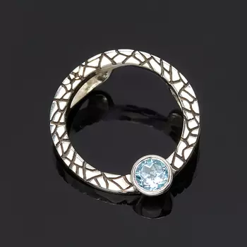 Кулон топаз голубой круг огранка (серебро 925 пр.)