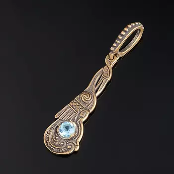 Кулон топаз голубой огранка (бронза)