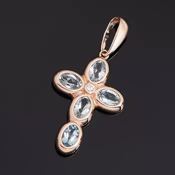 Кулон топаз голубой огранка (серебро 925 пр., позолота)