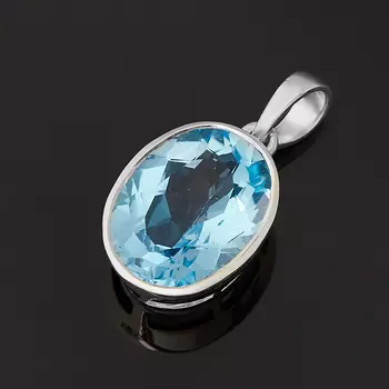 Кулон топаз голубой (серебро 925 пр.) овал огранка