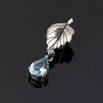 Кулон топаз голубой (серебро 925 пр. оксидир.) огранка