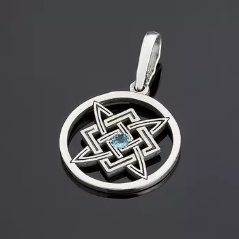 Кулон топаз голубой (серебро 925 пр. оксидир.) круг огранка