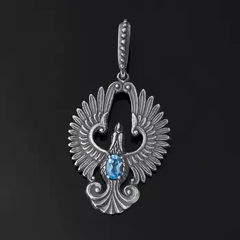 Кулон топаз голубой (серебро 925 пр. оксидир.) огранка