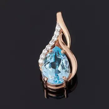 Кулон топаз голубой (серебро 925 пр. позолота) огранка