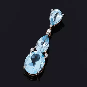 Кулон топаз голубой (серебро 925 пр. позолота, родир. бел.) огранка