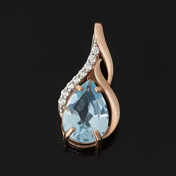 Кулон топаз голубой (серебро 925 пр. позолота) огранка