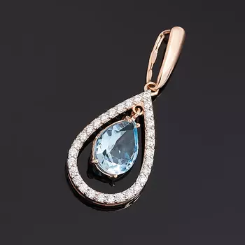 Кулон топаз голубой (серебро 925 пр. позолота) капля огранка
