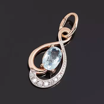 Кулон топаз голубой (серебро 925 пр. позолота) огранка